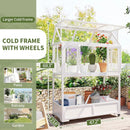 Portable Wooden Cold Frame Greenhouse with Wheels - 47" Mini Greenhouse with Adjustable Roof, Storage Box & Polycarbonate Panels - Plant Protector for Seedlings, Herbs & Winter Gardening (White) by GreenHaven Gardens
