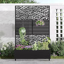 Casaphoria Metal Raised Garden Bed with Trellis and Wheels, 72"x47"x16" Planter Box for Climbing Plants, Vegetables & Vines, Features Drainage Holes and Privacy Screen, Black(Spring&Louvered) by GreenHaven Gardens