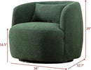 KINWELL 34" Wide Boucle Swivel Barrel Chairs Set of 2, No Assembly Round Upholstered Armchairs Accent Chairs Single Sofa Chair with Toss Pillow for Living Room and Bedroom, Green by CozyNest Decor