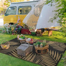 GENIMO Outdoor Rug 9' x 12' Waterproof for Patios Clearance, Reversible Outdoor Plastic Straw Camping Rug Carpet, Large Area Rugs Mats for RV, Camper, Deck, Balcony, Porch, Beach, Picnic, Black&Brown by CozyNest Decor