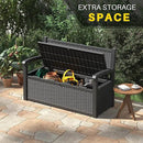 80 Gallon Outdoor Storage Box, Resin Patio Furniture with Armrest, Lockable Deck Box with Waterproof and UV Resistant for Patio Cushions, Garden Tools and Pool Supplies, Black by GreenHaven Gardens