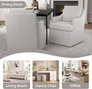 VKNOW Upholstered Dining Chairs Set of 4, Modern Kitchen Chairs Dinner Chairs with 4 Casters, Linen Armchair for Bedroom Reading Room Living Room, Light Grey by CozyNest Decor
