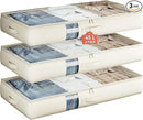 Under Bed Storage Containers with Window, Closet Organizers and Storage Bags, Foldable Underbed Storage Bags for Blankets, Clothing, Comforter, Linen Sheets, Wrapping Paper, 3 Pack, White Ivory by CozyNest Decor