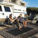 GENIMO Outdoor Rug Waterproof 9'x12' for Patio, Foldable Reversible Plastic Straw Carpet for Travel Trailers, Outside Area Mat for Rv, Deck, Picnic, Porch, Camper, Balcony, Beach, Black & Brown by CozyNest Decor