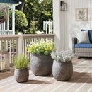 Large Outdoor Planter, 17.32"+12.99"+9.06" Dia Round Weathered Concrete Planter Set of 3, Flower Pots with Drainage Holes, Sealing Plug for Garden, Patio, Home, Office, Greenish Bronze Rust by GreenHaven Gardens