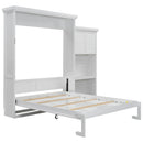 Queen Size Murphy Bed With Louvered Design And Multiple Storage Shelves - White by HouseOfZazla