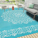 Pauwer Waterproof Outdoor Rug 8x10, Reversible Plastic Straw Patio Camping Rug, Indoor Outdoor RV Mat Carpet for Deck, Camper, Porch, Balcony, Backyard, Picnic, Floral Teal by GreenHaven Gardens