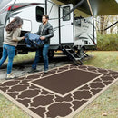 GENIMO 9' x 12' Outdoor Rug Waterproof for Patio Decor, Foldable Reversible Plastic Straw Area Rugs Mat for Camper, Outside Carpet for Rv, Deck, Porch, Picnic, Beach, Balcony, Coffee & Beige by GreenHaven Gardens