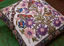 Tree of Life Pillow Cover Lavender Floral Pillowcase Botanical Flower Pillows Plants Farmhouse Traditional Chair Cushions Needlepoint Hand Embroidered Wool Size - 18x18 by CozyNest Decor