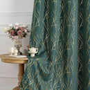 Grommets Blackout Long Window Curtains Green Gold-52W*84L 2PCS Drapes for Bedroom by CozyNest Decor