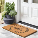 Barnyard Designs Natural Coco Coir Heavy Duty Backing Doormat - Large Cute Non-Slip Front Door Welcome Mat for Outside Entrance or Porch Entry, Brown (17x30, Hello Wreath) by CozyNest Decor