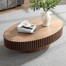 Oval Coffee Table for Living Room, Modern Fluted Coffee Tables with Pedestal Base, Handcrafted Centre Tea Tables Easy Assembly-43.7" Walnut by CozyNest Decor
