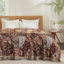 Boho Throw Blanket for Couch Sofa Bed, 100% Cotton Woven Quilt with Tassel 60”x80”, Super Soft Muslin Blanket with Patchwork Printed, Decorative Reversible Bed Blanket/Cover for All Seasons by CozyNest Decor