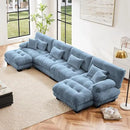 Modular Sectional Sofa, Comfy Cloud Couch 4 Seater Couch with Ottoman, Sectional Couches for Living Room, Modern Chenille U Shaped Couches, Sleeper Deep Seat Sofa with Throw Pillows, Blue by CozyNest Decor