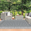 Pauwer Waterproof Outdoor Rug 6x9, Reversible Plastic Straw Patio Camping Rug, Indoor Outdoor RV Mat Carpet for Deck, Camper, Porch, Balcony, Backyard, Picnic, Bordered Grey by GreenHaven Gardens