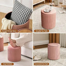 Ottoman with Storage Set of 2, Velvet Storage Ottoman, Upholstered Sponge Vanity Stool Support 300lbs, Multifunctional Coffee Table Foot Rest Ottomans for Living Room Bedroom, Pink by CozyNest Decor