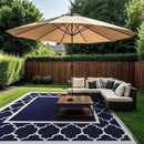 GENIMO 10 ' x 10 ' Outdoor Rug Waterproof for Patio Decor, Foldable Reversible Plastic Straw Area Rugs Mat for Camper, Outside Carpet for Rv, Deck, Porch, Picnic, Beach, Balcony, Blue & White by CozyNest Decor