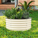 Round Raised Garden Bed Kit, 3.5x3.5x1.4Ft Outdoor Zinc-Aluminum-Magnesium Metal Flower Beds Stainless Steel Patio Ground Planter for Planting Vegetables (Ivory) by GreenHaven Gardens