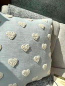 VAGMINE Hand Embroidered French Knotted Hearts Pillow Cover - 18x18 Inches Square - 100% Cotton Robins Egg Decorative Cushion Cover - Romantic Gift for Couples - Valentine’s Bedroom Decor by CozyNest Decor
