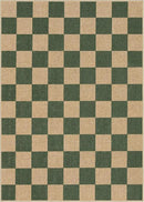 Lahome Checkered Easy Jute Dining Room Rug, 5x7 Indoor Outdoor Rugs for Patio Living Room, Neutral Checkerboard Non Slip Low Pile Green Carpet for Bedroom Office Backyard by CozyNest Decor
