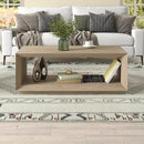 Henn&Hart 48" Rectangular Coffee Table with Open Storage Shelf for Living Room, Family Room, or Office, Antiqued Gray Oak by CozyNest Decor