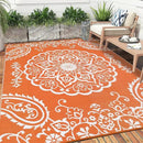Pauwer Waterproof Outdoor Rug 6x9, Reversible Plastic Straw Patio Camping Rug, Indoor Outdoor RV Mat Carpet for Deck, Camper, Porch, Balcony, Backyard, Picnic, Boho Orange by GreenHaven Gardens
