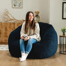 Big Joe Cloudberry Foam-Filled Structured Bean Bag Chair, Deep Blue Teddy Boucle by CozyNest Decor