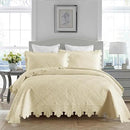 MarCielo 3-Piece 100% Cotton Oversized Bedspread Lightweight Quilt Coverlet Embroidery Farmhouse Bedding Set (Tk Beige Khaki, Oversized Queen (100"x106")) by CozyNest Decor