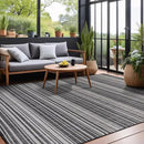 Stripe Outdoor Rug 5x7 Washable Outside Carpet for Indoor Patio Porch Waterproof Easy Cleaning Non Shedding Area Rugs Dark Gray 5 x 7 by CozyNest Decor