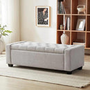 48" Ottoman with Storage, Storage Ottoman Bench with Safety Hinge, Upholstered Entryway Bench with Seating for Bedroom, Living Room, Holds up to 330 lb(Light Gray) by CozyNest Decor