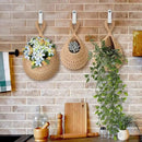 AARAINBOW Boho Wall Hanging Baskets for Kitchen Storage, Fruit Woven Wall Basket 9 Pcs, Hanging Vegetable and Onion Storage with 24 Hooks （Brown） by CozyNest Decor