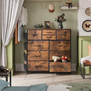 WLIVE Fabric Dresser for Bedroom with 10 Drawers, Chest of Drawers with Side Pockets and Hooks, Sturdy Metal Frame, Drawers Organizer Unit for Living Room, Hallway, Rustic Brown Wood Grain Print by TinyTreasures Baby Boutique
