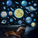 Glow in The Dark Stars and Planets for Ceiling, Robmoda Glow Solar System Wall Stickers, Space Wall Decals for Kids Boys Room (Blue) by TinyTreasures Baby Boutique