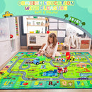 Chicrug 6x9 Car Road Area Rug for Kids Playroom Bedroom, Non Slip Low Pile Washable ABC Alphabet Carpet for Classroom, City Track Play Mat for Toddler Children Nursery Baby Room Decor, Green by TinyTreasures Baby Boutique