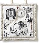 Wee Gallery Safari Activity Pad Organic Baby Play Mat with Sensory Toys, High Contrast Newborn Essentials Soft Tummy Time Mat for Babies 0-12 Months, Visual and Motor Skill Development Toy by TinyTreasures Baby Boutique