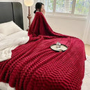 UKELER Sherpa Bed Blanket 80 × 90 inch, Ultra Soft Queen Size Throw Blanket for All Season, 470 GSM Cozy Plush Striped Fleece Blankets for Bedroom Living Room Dorm Hostel Sofa Camping, Red by CozyNest Decor