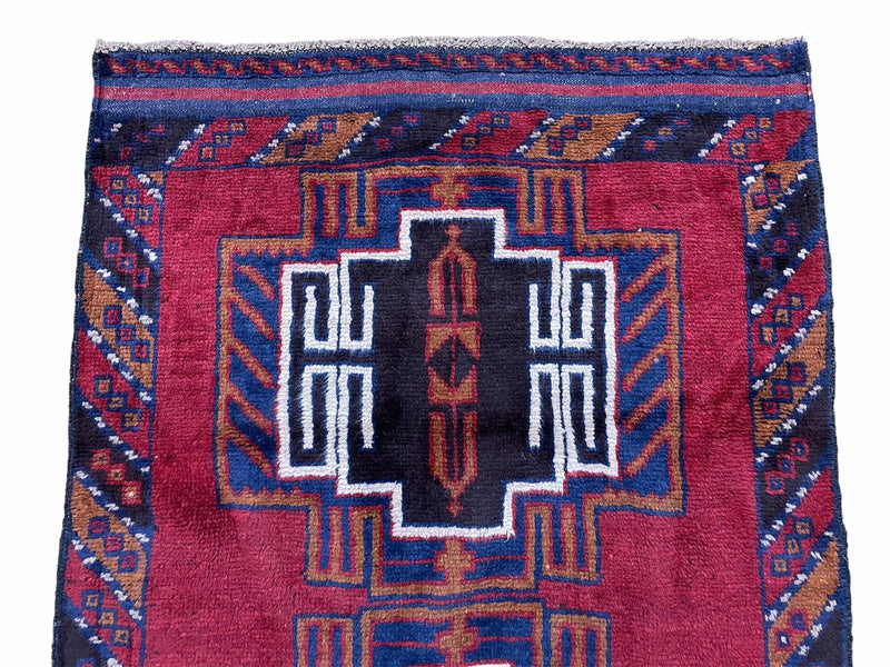 3 X 5 Vintage Handmade Tribal Wool Rug Balouchi Rug Afghan Rug Red Beige Nice