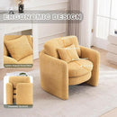 Chenille Accent Armchair Oversize Upholstered Barrel Comfy Modern Round Lounge Sofa Chair with Pillow Cozy Reading Chairs for Apartment,Office,Living Room,Dining,Makeup,Club,Yellow by CozyNest Decor