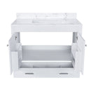 43" Bathroom Vanity With Artificial Marble Carrara Top Set, Multi Functional Cabinet With Doors And Drawer - White by HouseOfZazla