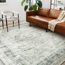 Washable Area Rug 10'x14' Floral Green Boho Design Non-Shedding Easy Care Ideal for High Traffic Areas in Living Room Bedroom Office Coffee Table Kitchen Large Carpet by TinyTreasures Baby Boutique