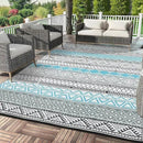 GAOMON Reversible Outdoor Rug 9'x18' Waterproof Plastic Straw Rug, Patio Rug, Large Modern Area Rug Carpet, Indoor Outdoor Rugs for Camping, Porch, Deck, Balcony, Backyard, Blue/Grey(Bohemia) by CozyNest Decor