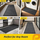 JSEI Dirt Trapper Door Mat 24"x60" Non-Slip Washable Entrance Mat, Dog Doormats, Absorbent & Fade-Resistant Floor Mats, Low Profile Welcome Mats for Entryway, Front Door, and Inside Entrance, Black by CozyNest Decor