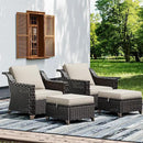 Joyside Wicker Patio Furniture Sets, 4 Pieces Upgraded Large Size Outdoor Furniture with Patio Dining Chairs and Outdoor Ottoman, Thick Cushions, Wide Armrest by GreenHaven Gardens