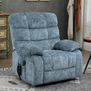 Lay Flat Recliner with Vibration Massage and Lumbar Heating, 26'' Wide Chair with Infinite Position and 2 Remote Controls, Soft Chenille Lift for Living Room, Grayish Blue by CozyNest Decor