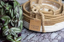 CEDAR+PINE 3-Tier Lined Hanging Fruit Basket Natural Woven Cotton with Strong Jute Rope Hanger in Gift Box Modern Hanging Basket for Kitchen by CozyNest Decor