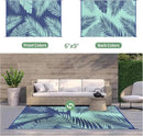 GENIMO Outdoor Rug 6' x 9' Waterproof for Patios Clearance, Reversible Outdoor Plastic Straw Camping Rug Carpet, Large Area Rugs Mats for RV, Camper, Deck, Balcony, Porch, Beach, Royal Blue&Blue Green by CozyNest Decor