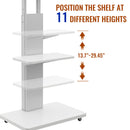 Mobile TV Stand With Shelf Floor Mount Cart For TVs With Lockable Wheels Ideal For Living Room Bedroom Or Office - White by HouseOfZazla