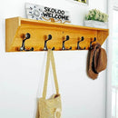 SKOLOO Wall Shelf with Hooks, 35-Inch Brown Coat Rack Wall Mount with Shelf Organizer - Lightweight & Sturdy, 5 Tri Hooks - Perfect for Entryway, Hallway, Living Room, Bedroom, Mudroom by CozyNest Decor