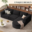 Modular Sectional Sofa with L-Shape Chaise,Cloud Sectional Modern Sleeper Couch with Deep Seat,Sponge Compression Sofas No Assembly Required(Black-Sherpa Fabric) 1PCS by CozyNest Decor
