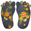 Stepping Stones Garden Decorative Stones for Patio, Deck, Garden or Sidewalk Home Decor Footprint Shaped Stepping Stones Set of 2 （Dark Grey） by CozyNest Decor